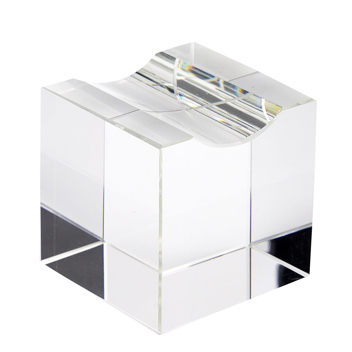 Diamond Shaped Yellow Coloured Crystal With Cubed Base and a Pair of Gloves