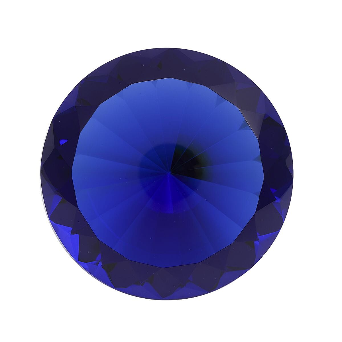 Diamond Shaped Blue Coloured Crystal With Cubed Base and a Pair of Gloves