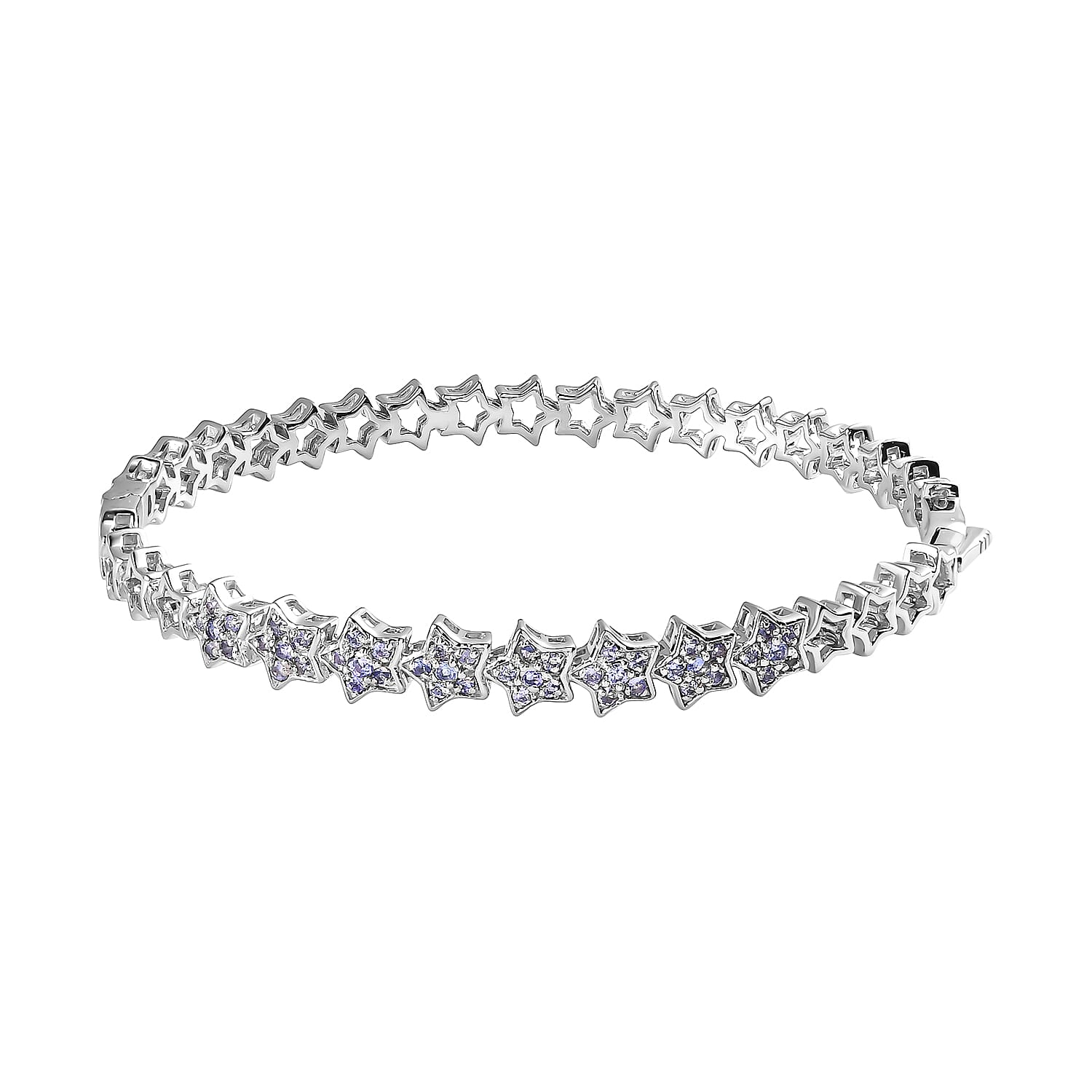 GP Celestial Dream Collection - Tanzanite Bangle (Size - 7.5) in Platinum Overlay Sterling Silver 1.22 Ct