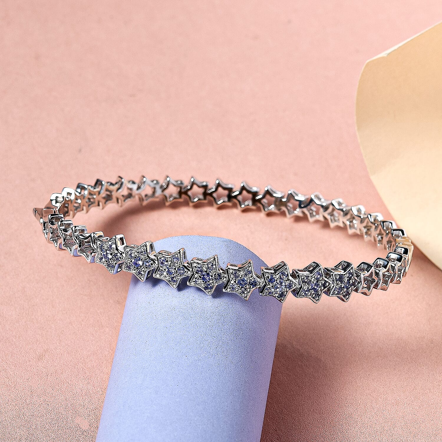 GP Celestial Dream Collection - Tanzanite Bangle (Size - 7.5) in Platinum Overlay Sterling Silver 1.22 Ct