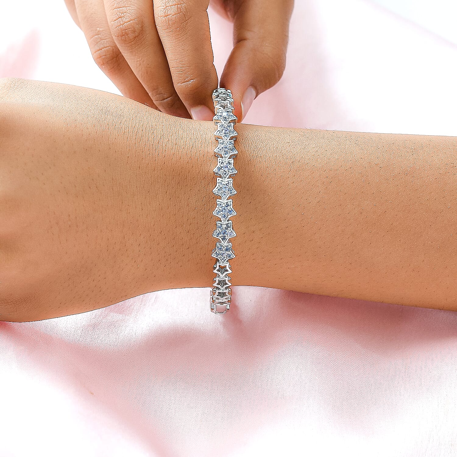 GP Celestial Dream Collection - Tanzanite Bangle (Size - 7.5) in Platinum Overlay Sterling Silver 1.22 Ct