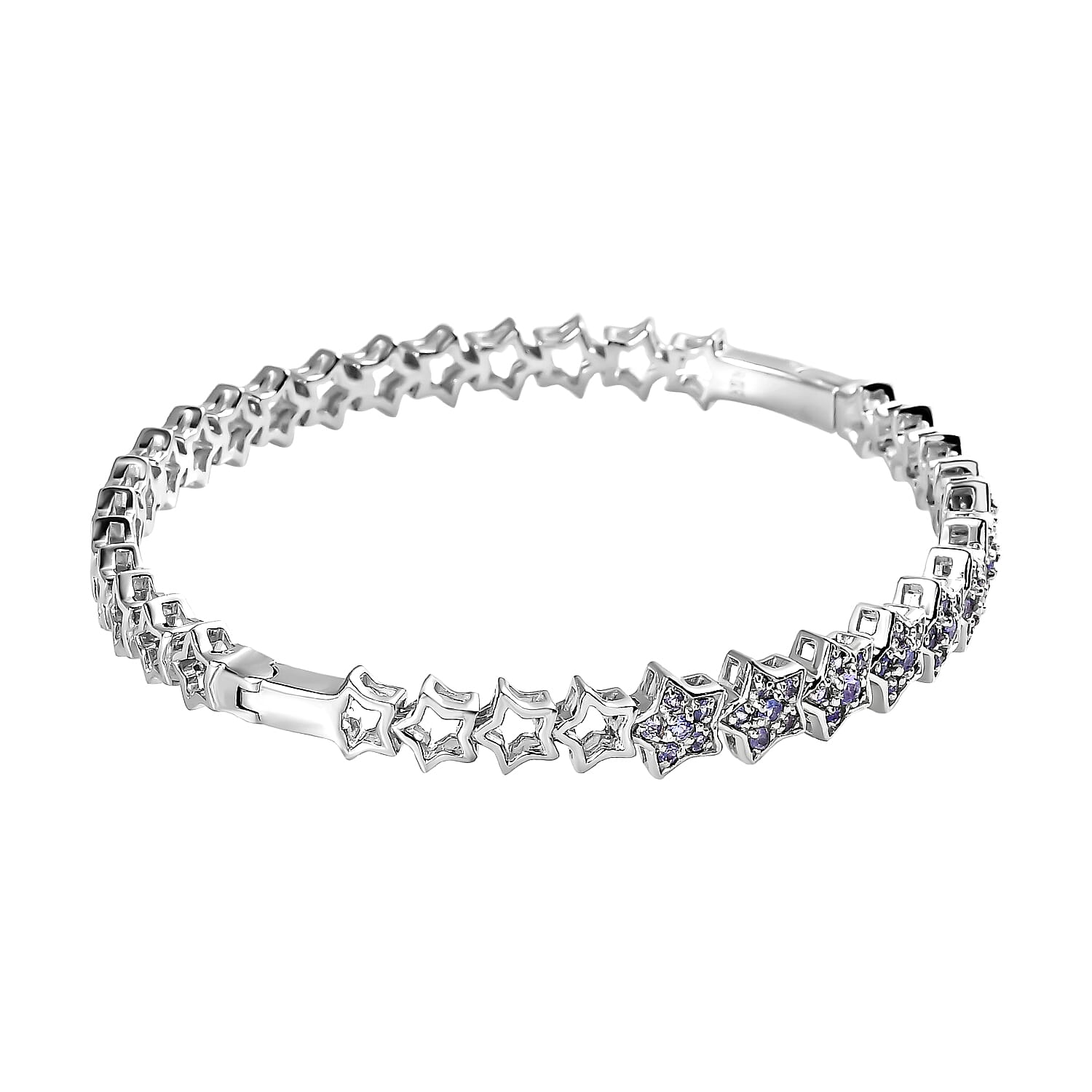 GP Celestial Dream Collection - Tanzanite Bangle (Size - 7.5) in Platinum Overlay Sterling Silver 1.22 Ct