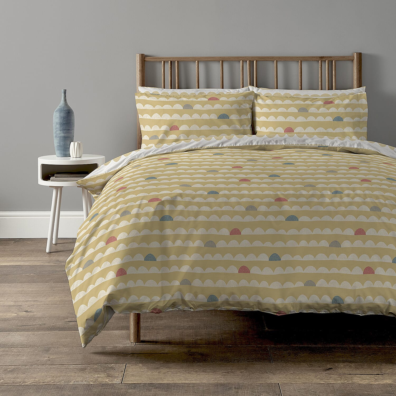 Copenhagen Scandi Waves Duvet Cover with 2pcs Pillow Case king - Silver