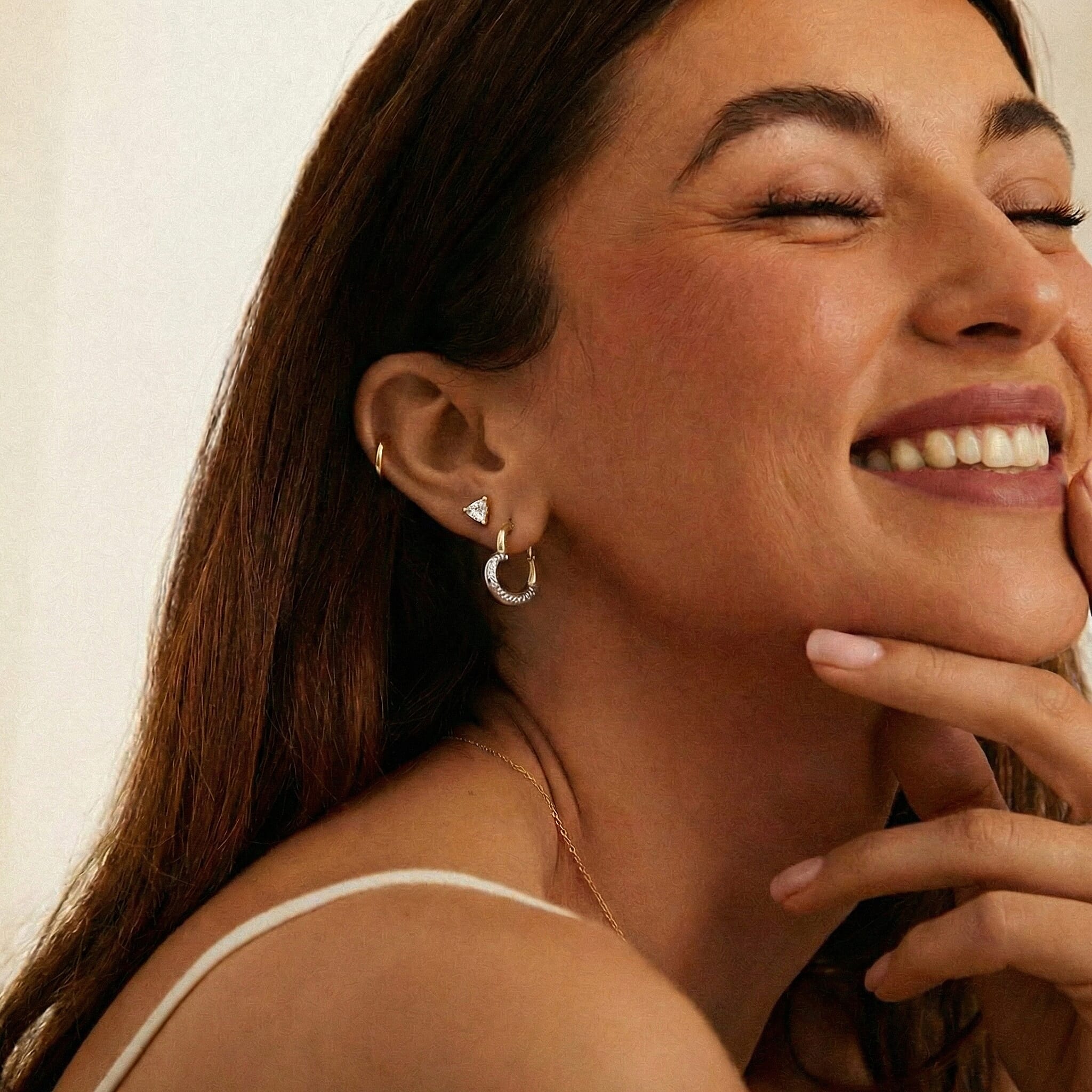 9K Yellow Gold Two Colour 14mm X 17mm Textured Heart Creole Earrings