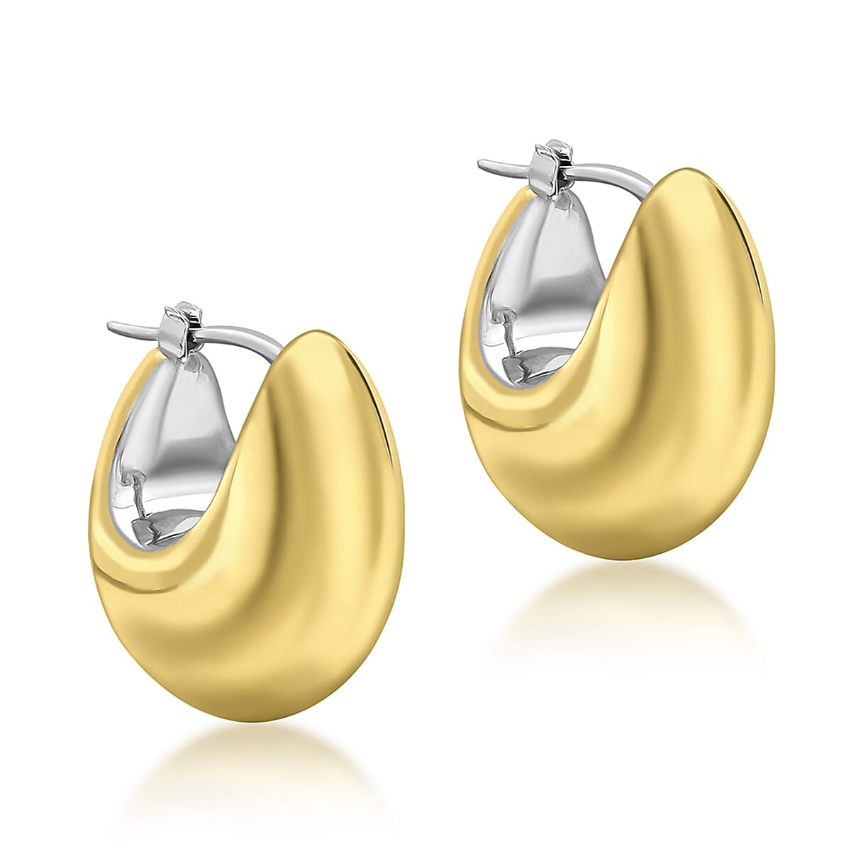 9K Two Colour Gold 17mm X 20mm Electroform Hoop Earrings