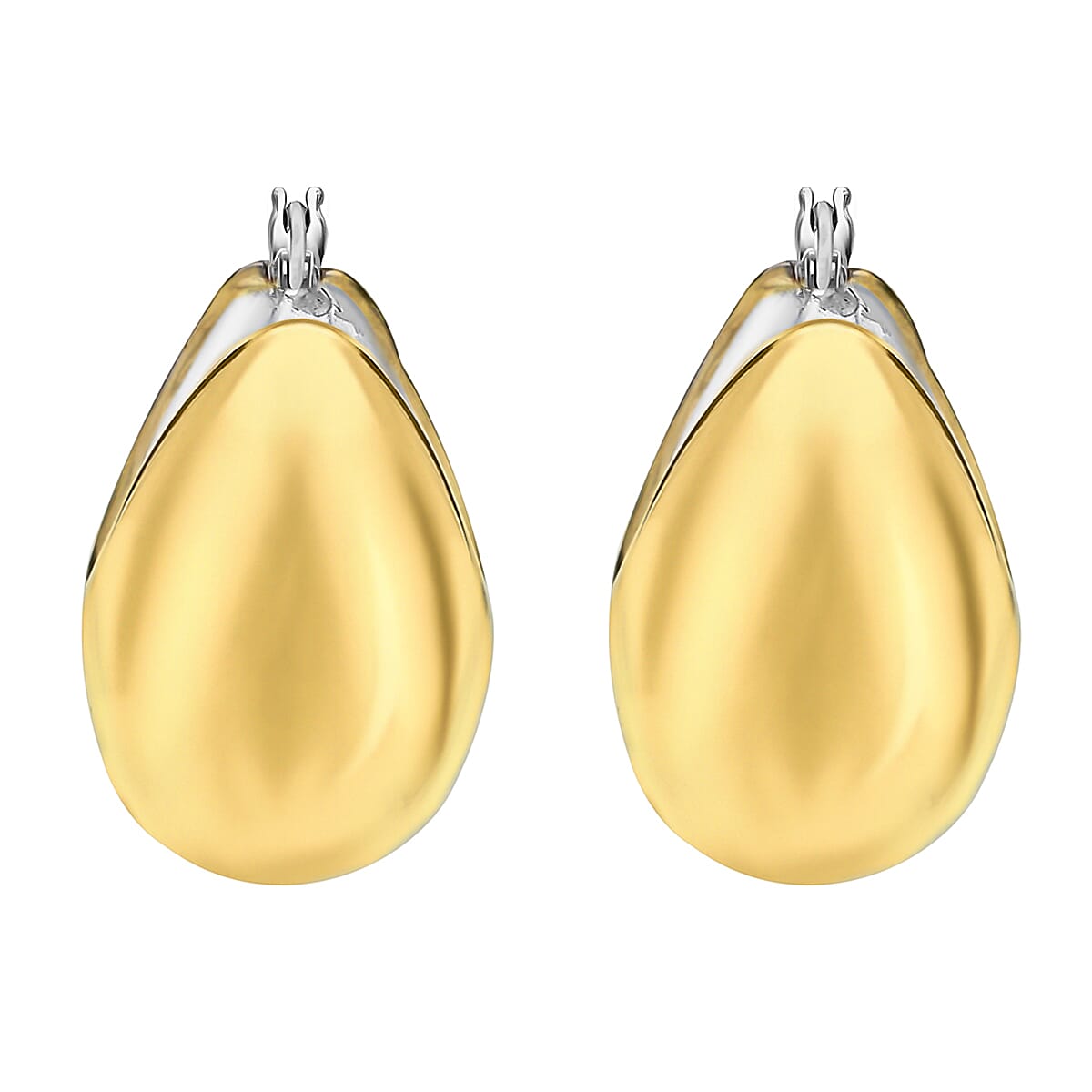 9K Two Colour Gold 17mm X 20mm Electroform Hoop Earrings