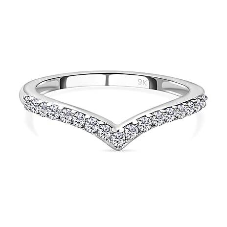 9K White Gold Moissanite Wishbone Ring 0.30 Ct.