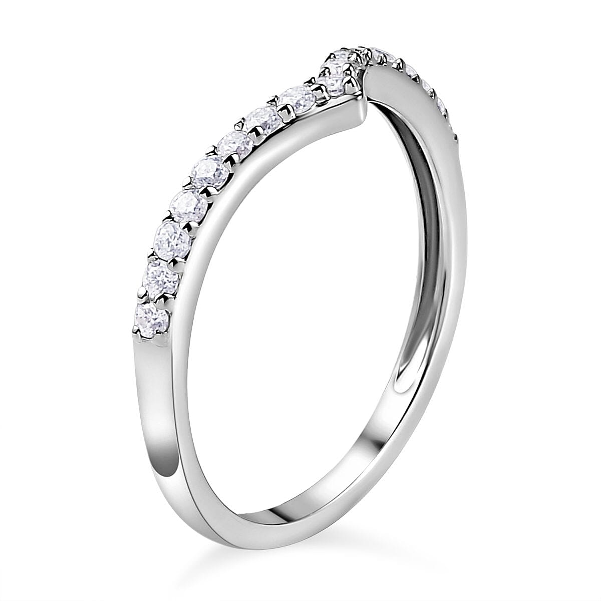 9K White Gold Moissanite Wishbone Ring 0.30 Ct.