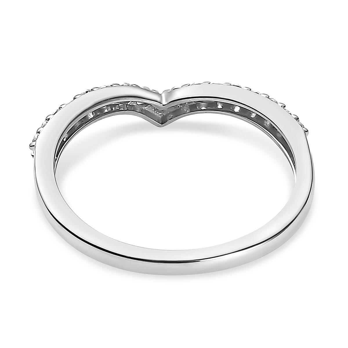 9K White Gold Moissanite Wishbone Ring 0.30 Ct.