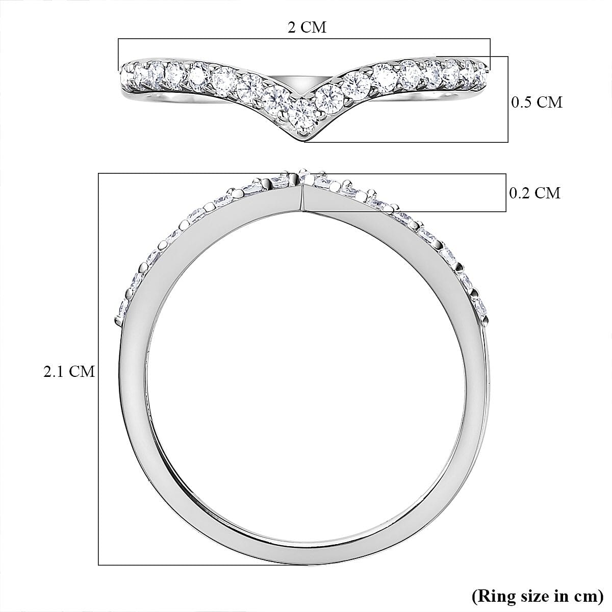 9K White Gold Moissanite Wishbone Ring 0.30 Ct.