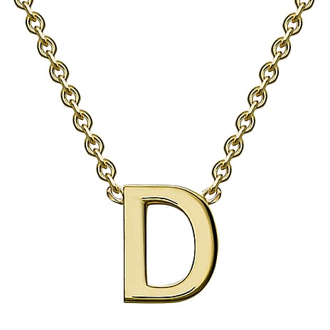 9K Yellow Gold 3.5mm X 4.5mm 'D' Initial Adjustable Necklace 15 to 17 Inch