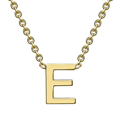 9K Yellow Gold 3.5mm X 4.5mm 'E' Initial Adjustable Necklace 15 to 17 Inch
