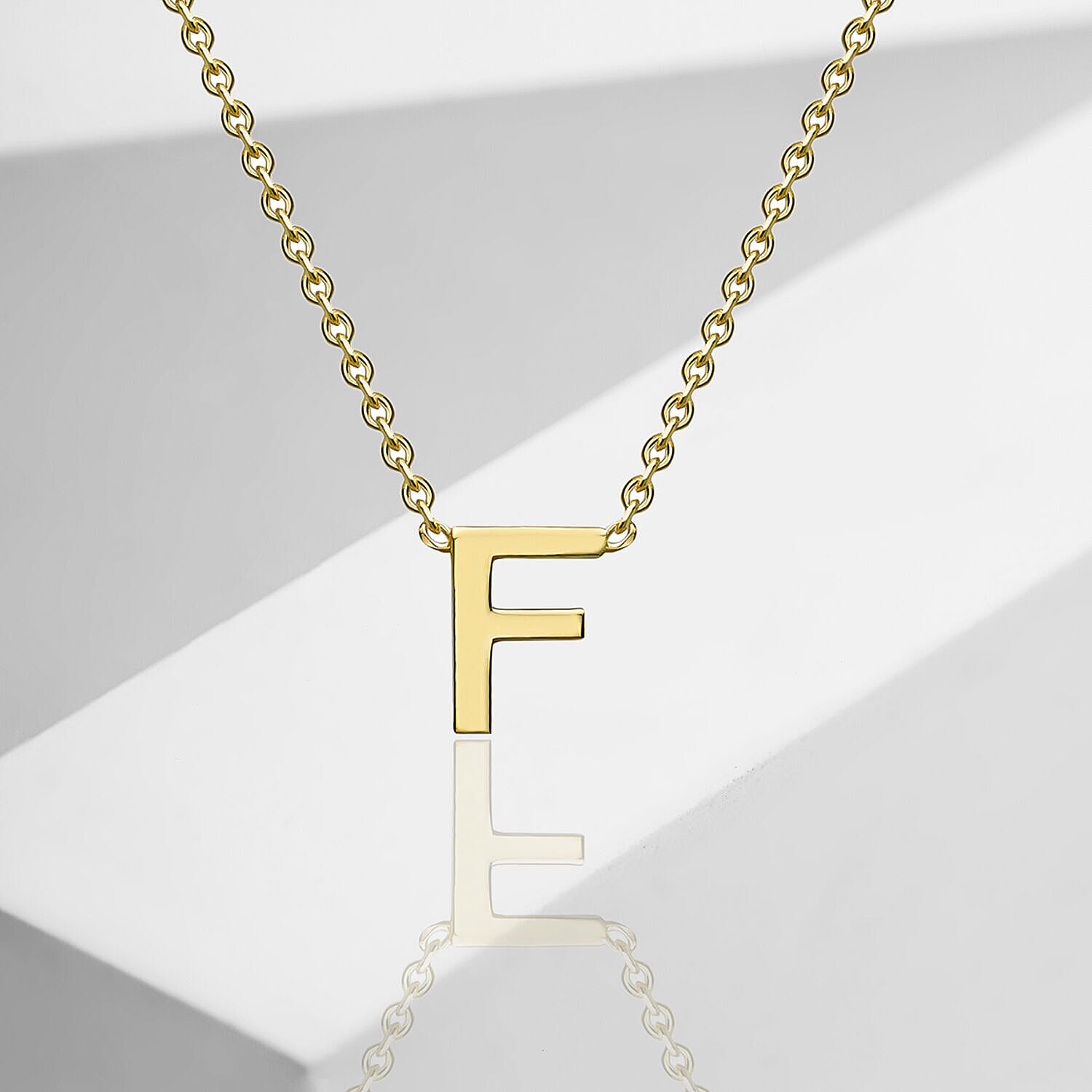 9K Yellow Gold 3.5mm X 4.5mm 'F' Initial Adjustable Necklace 15 to 17 Inch