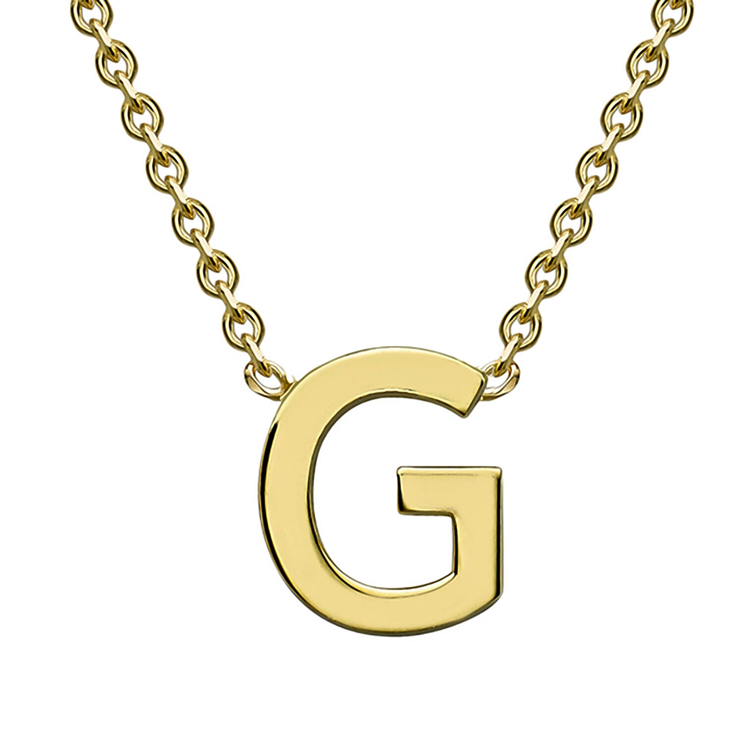 9K Yellow Gold 4.5mm X 5mm 'G' Initial Adjustable Necklace 15 to 17 Inch