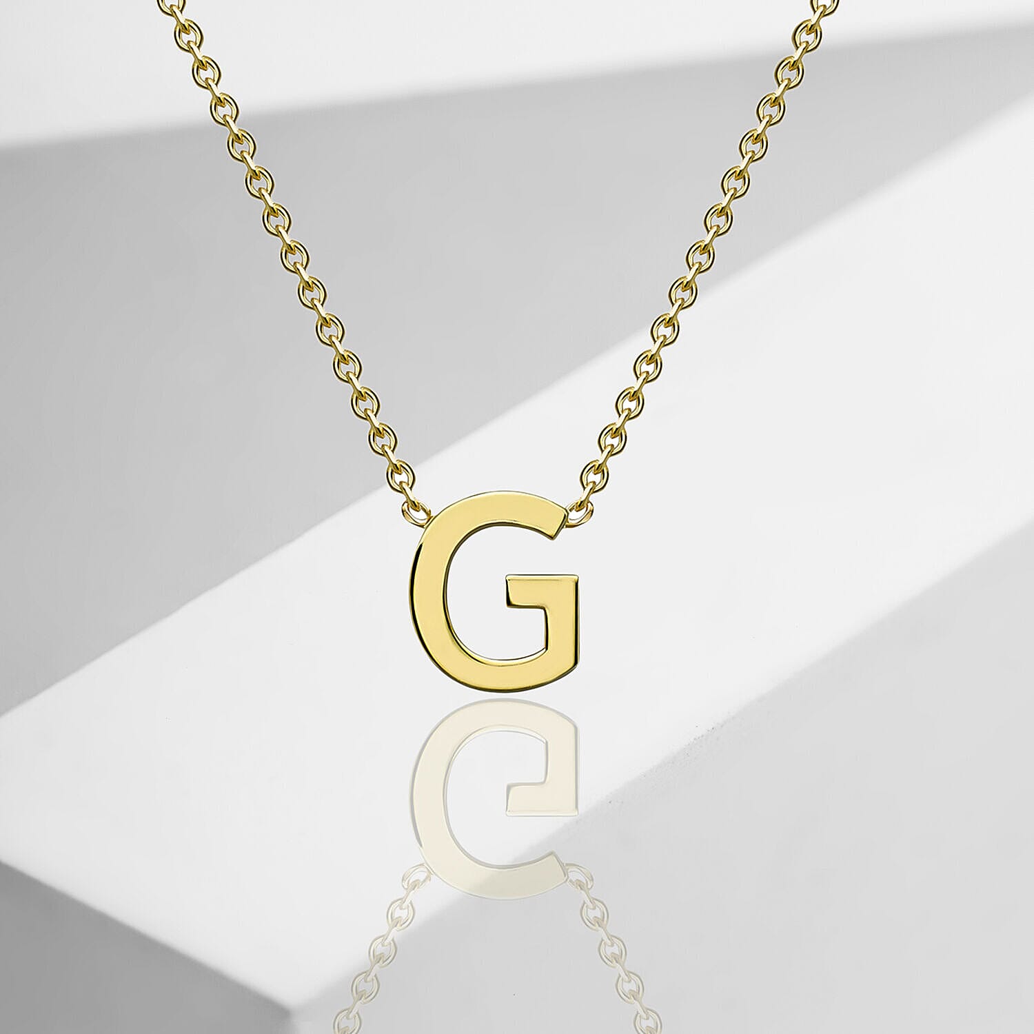 9K Yellow Gold 4.5mm X 5mm 'G' Initial Adjustable Necklace 15 to 17 Inch