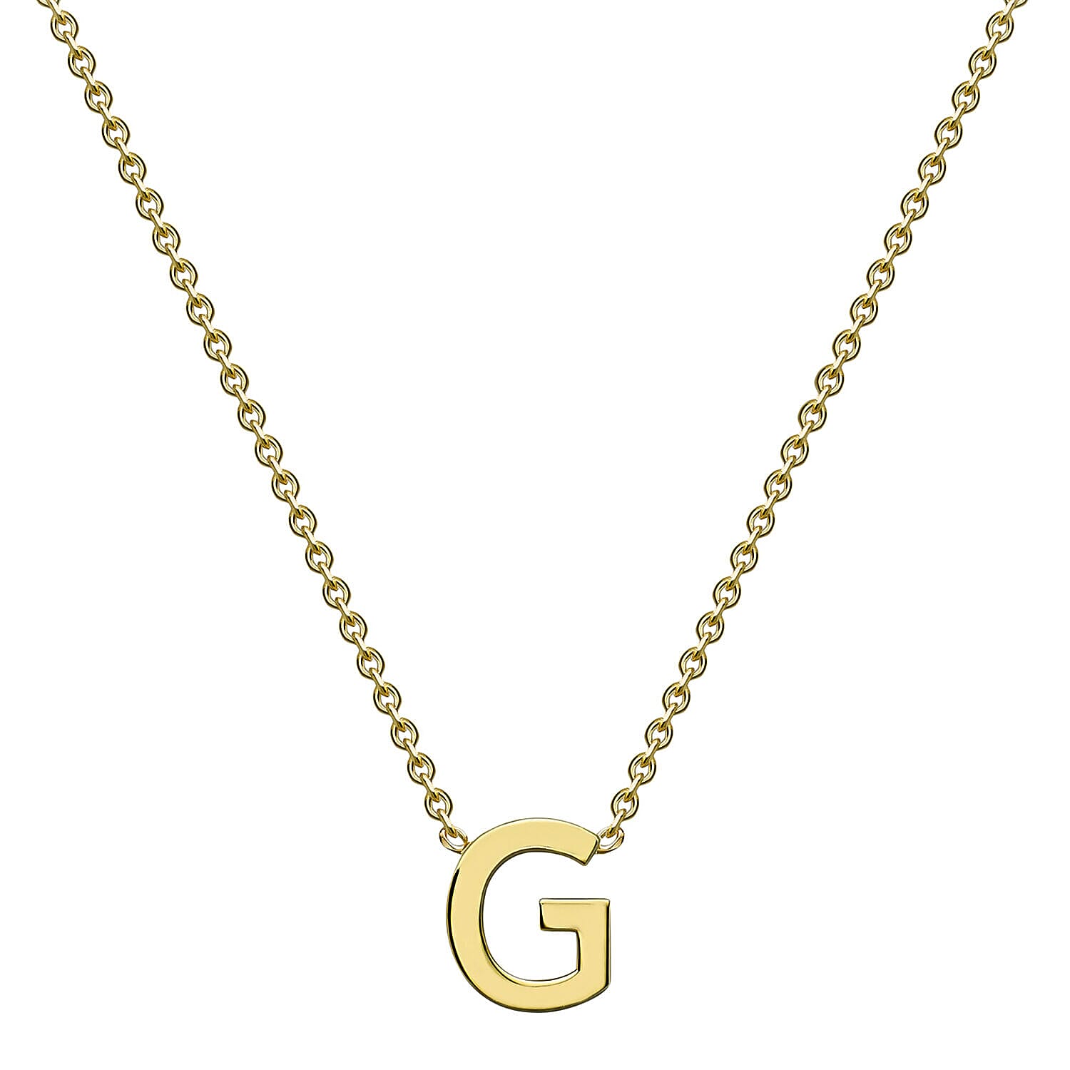 9K Yellow Gold 4.5mm X 5mm 'G' Initial Adjustable Necklace 15 to 17 Inch
