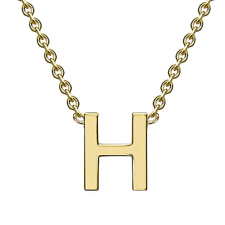 9K Yellow Gold 4mm X 4.5mm 'H' Initial Adjustable Necklace 15 to 17 Inch