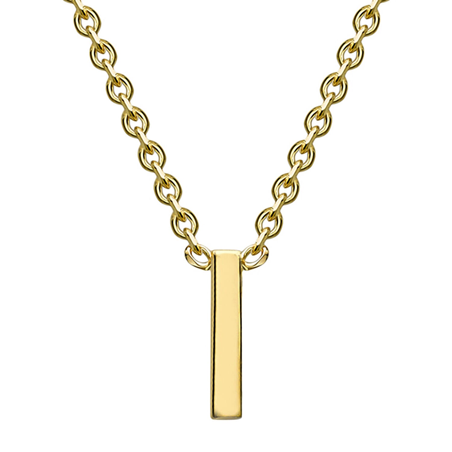 9K Yellow Gold Initial Adjustable Necklace (Size 15 to 17 Inch)
