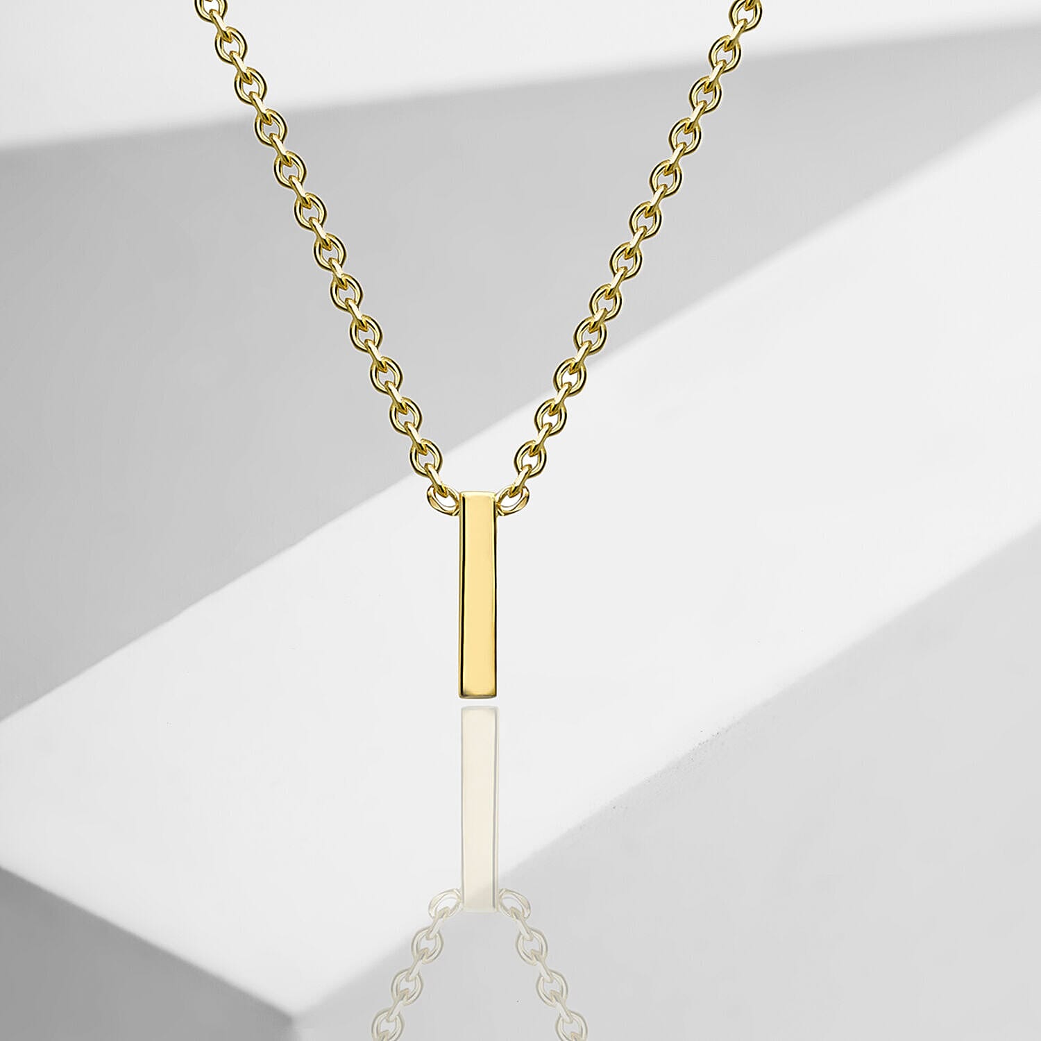9K Yellow Gold Initial Adjustable Necklace (Size 15 to 17 Inch)