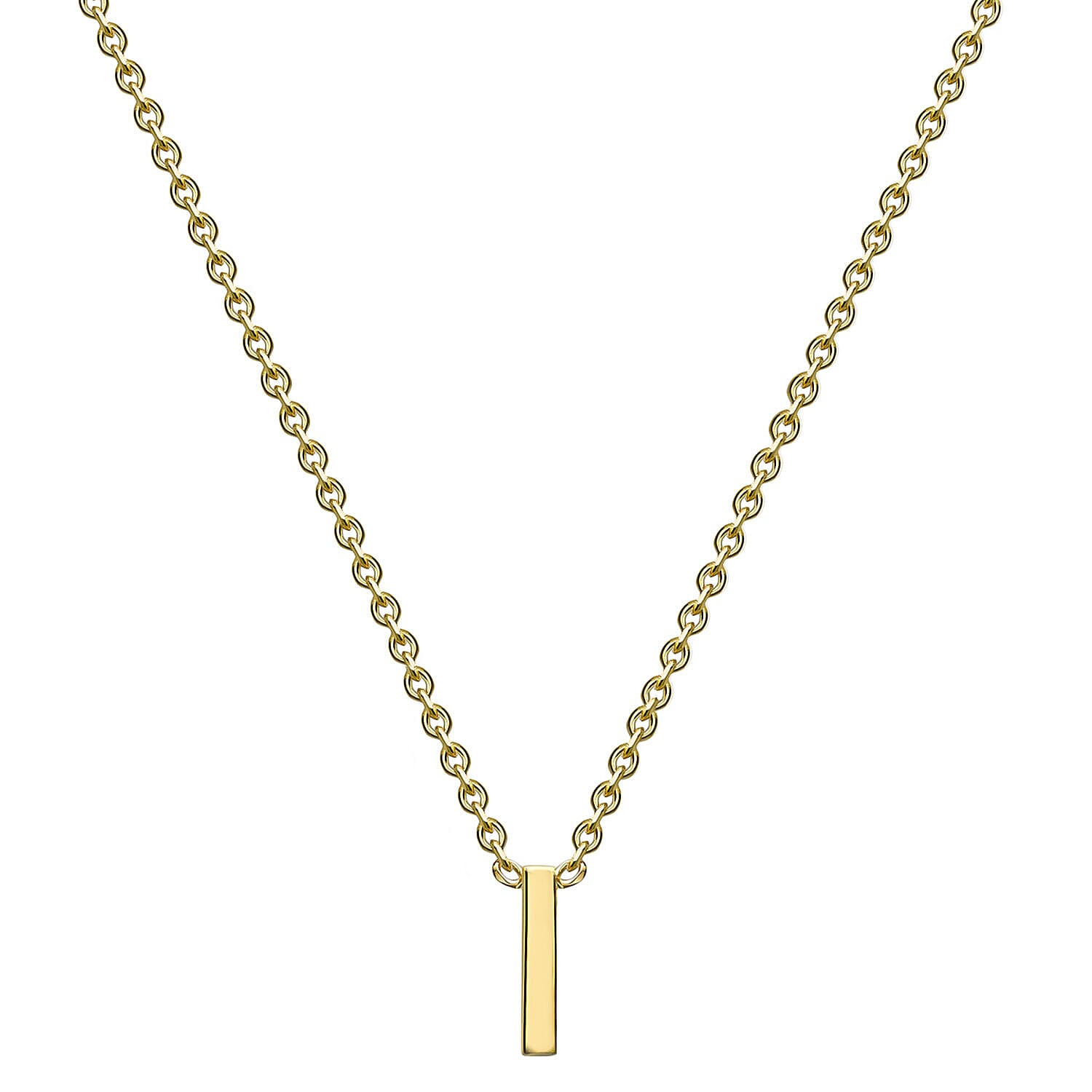 9K Yellow Gold Initial Adjustable Necklace (Size 15 to 17 Inch)