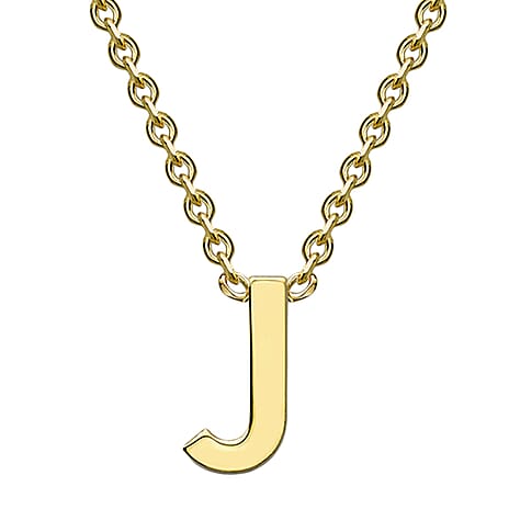 9K Yellow Gold 2.5mm X 5mm J Initial Adjustable Necklace 15 to 17 Inch