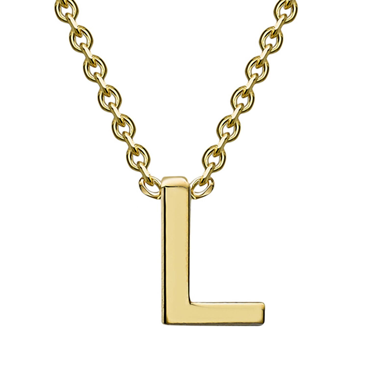 9K Yellow Gold 3.5mm X 5mm 'L' Initial Adjustable Necklace 15 to 17 Inch