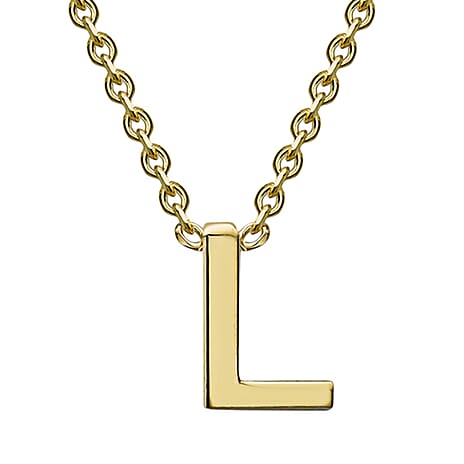 9K Yellow Gold 3.5mm X 5mm 'L' Initial Adjustable Necklace 15 to 17 Inch