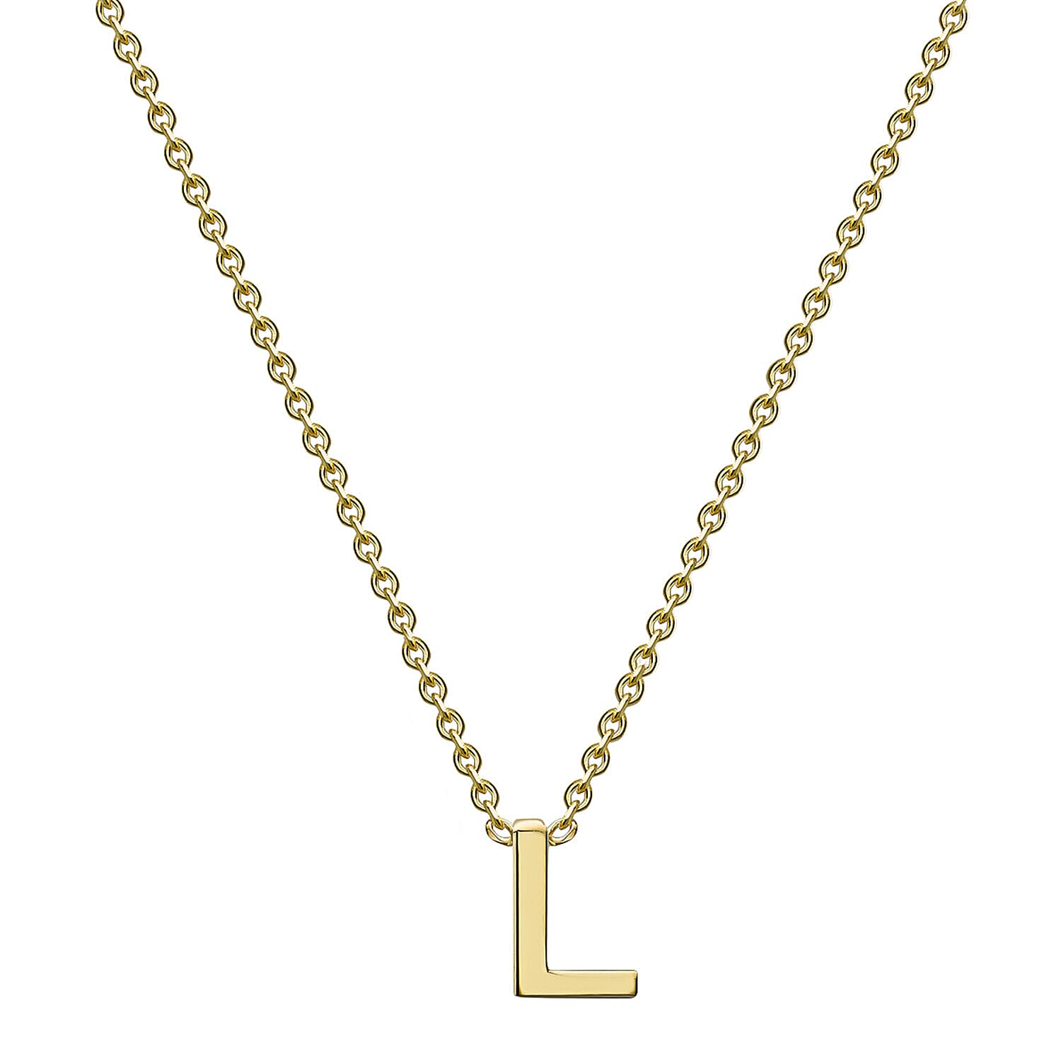 9K Yellow Gold 3.5mm X 5mm 'L' Initial Adjustable Necklace 15 to 17 Inch