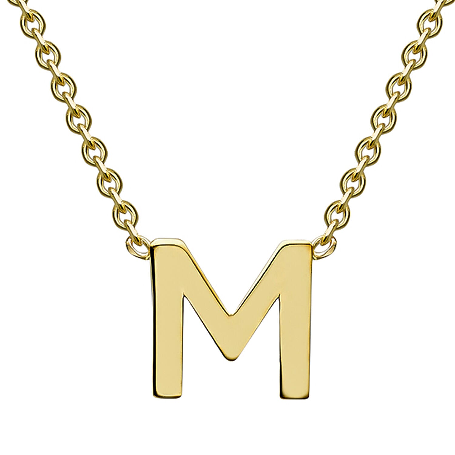 9K Yellow Gold 4.5mm X 5mm 'M' Initial Adjustable Necklace 15 to 17 Inch