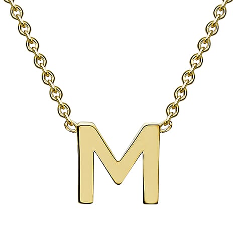9K Yellow Gold 4.5mm X 5mm 'M' Initial Adjustable Necklace 15 to 17 Inch