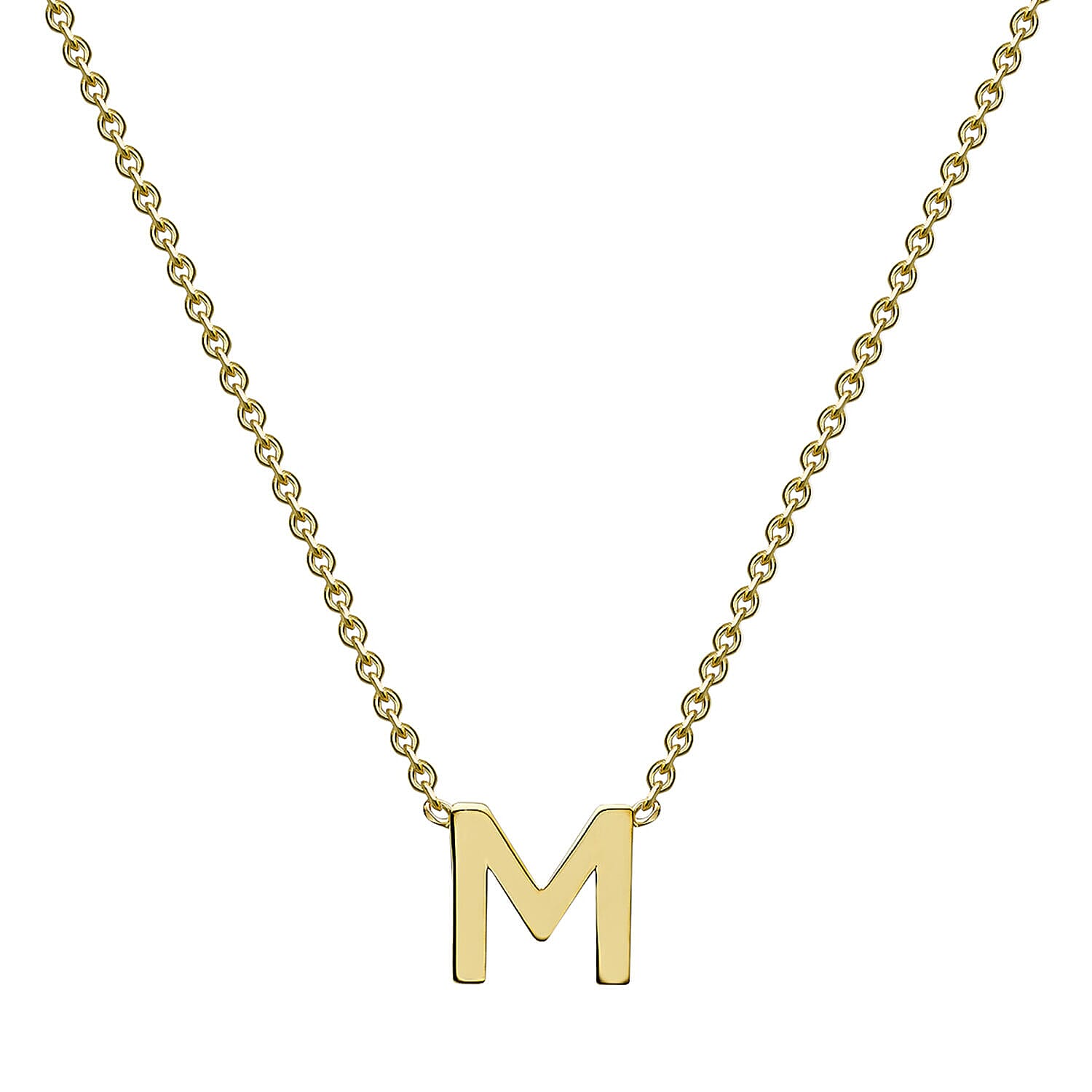 9K Yellow Gold 4.5mm X 5mm 'M' Initial Adjustable Necklace 15 to 17 Inch