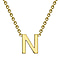 9K Yellow Gold 1mm X 4.5mm 'I' Initial Adjustable Necklace 15 to 17 Inch