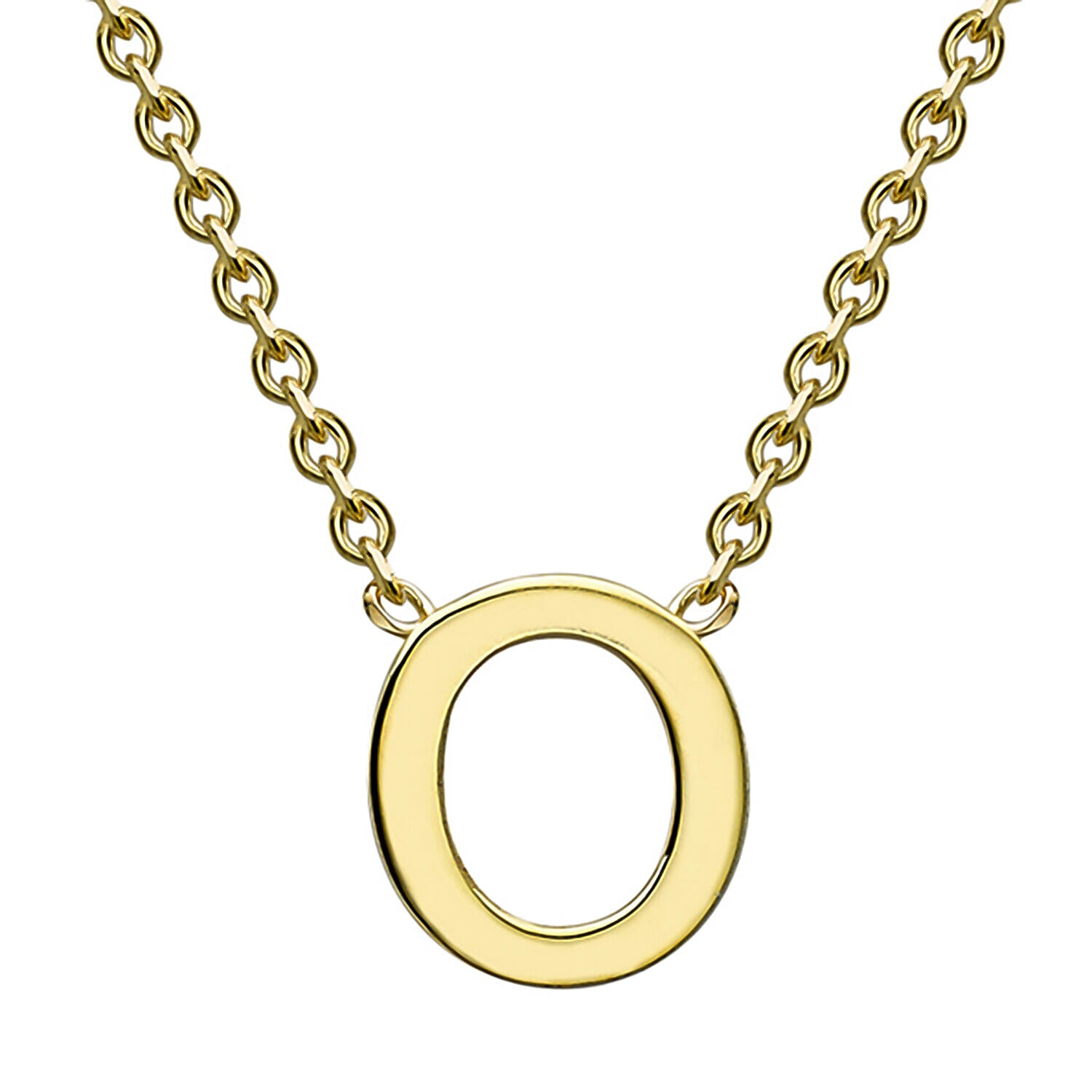 9K Yellow Gold 4.5mm X 5mm 'O' Initial Adjustable Necklace 15 to 17 Inch