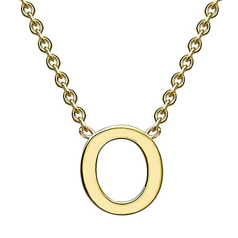 9K Yellow Gold 4.5mm X 5mm 'O' Initial Adjustable Necklace 15 to 17 Inch