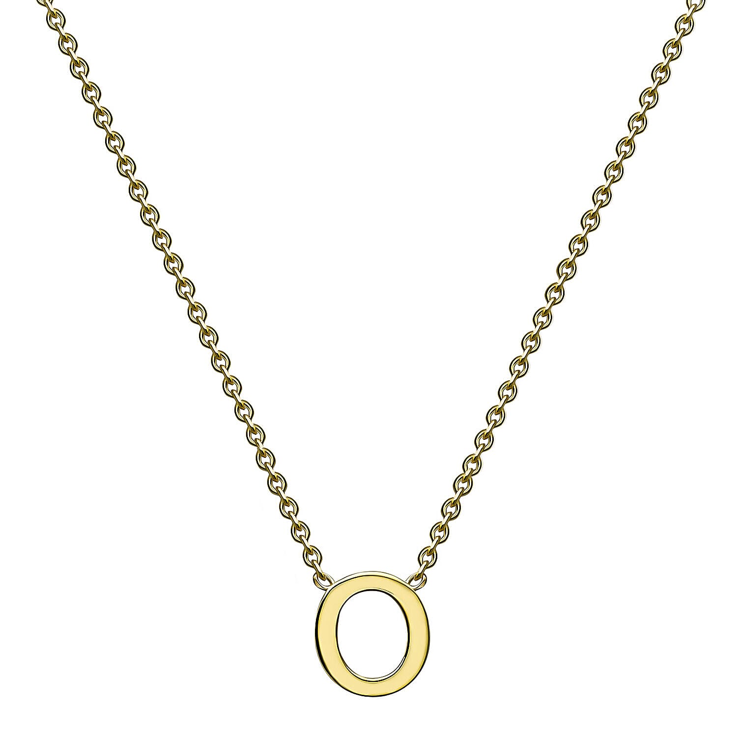 9K Yellow Gold 4.5mm X 5mm 'O' Initial Adjustable Necklace 15 to 17 Inch
