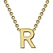 9K Yellow Gold 3.5mm X 5mm 'R' Initial Adjustable Necklace 15 to 17 Inch