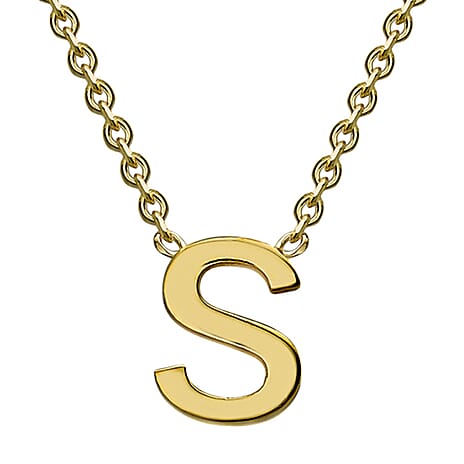 9K Yellow Gold 4mm X 5mm 'S' Initial Adjustable Necklace 15 to 17 Inch