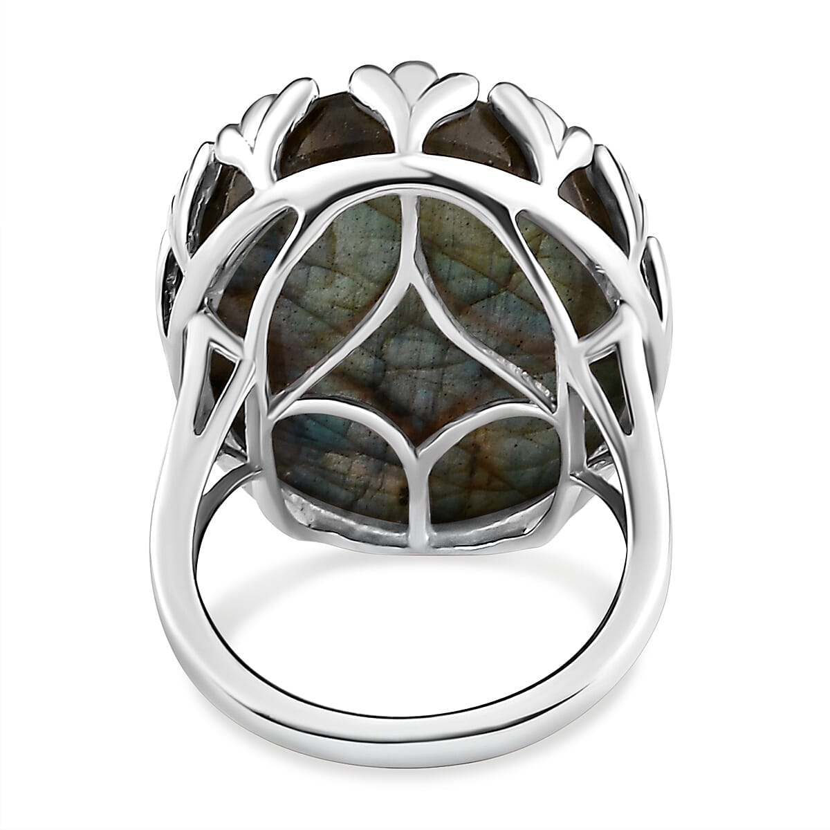 Labradorite Ring in Platinum Overlay Sterling Silver 26.520 Ct.