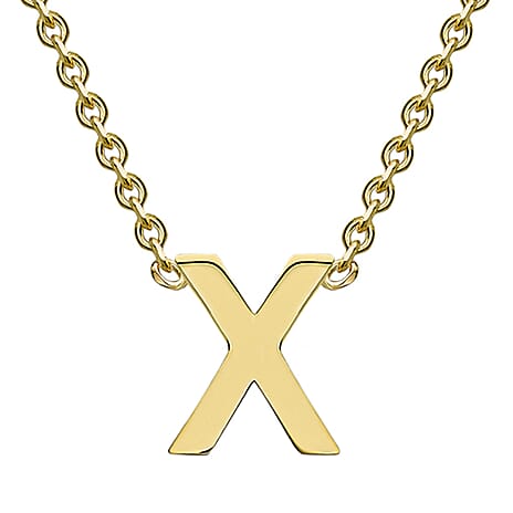 9K Yellow Gold 4mm X 5mm 'X' Initial Adjustable Necklace 15 to 17 Inch