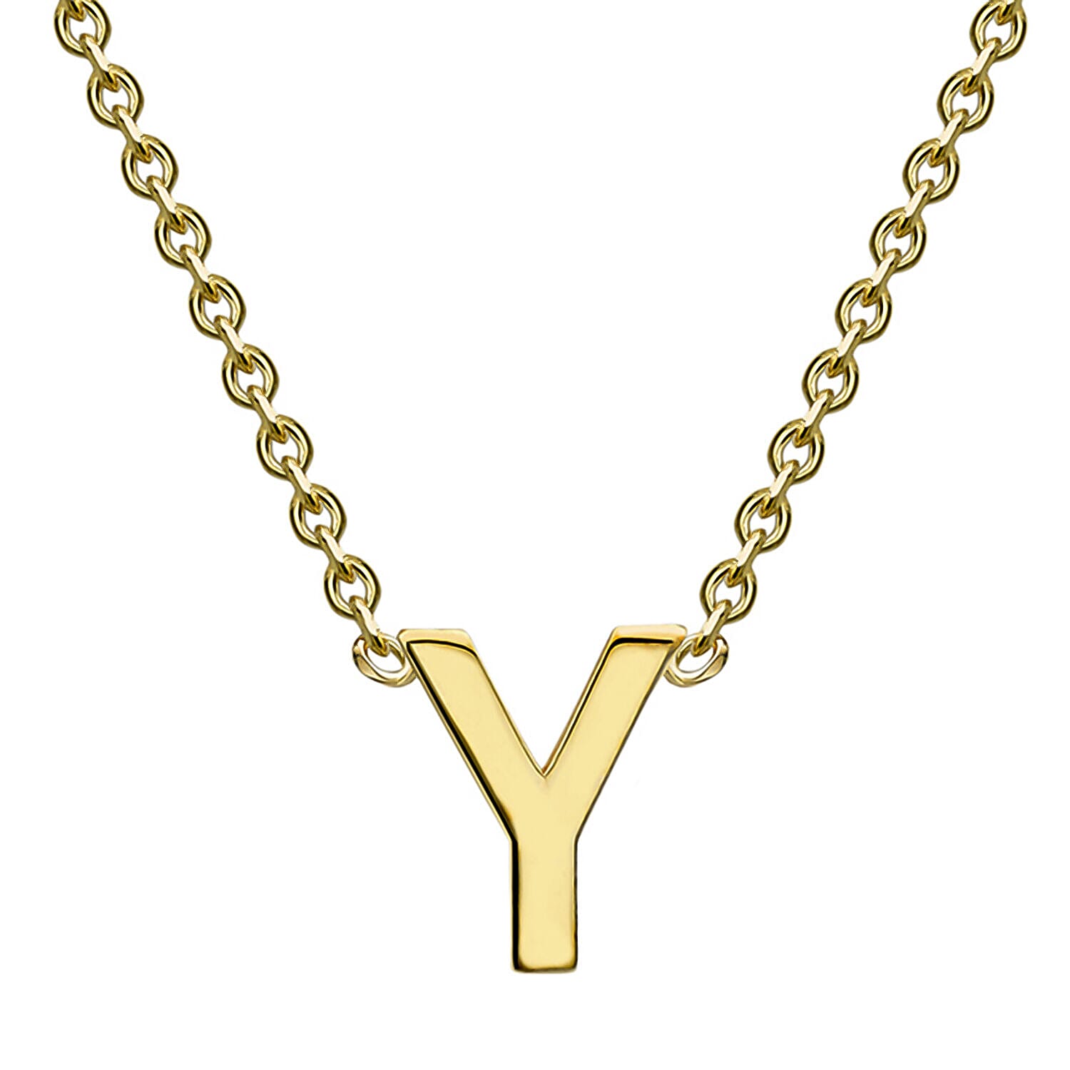 9K Yellow Gold 4.5mm X 4.5mm 'Y' Initial Adjustable Necklace 15 to 17 Inch