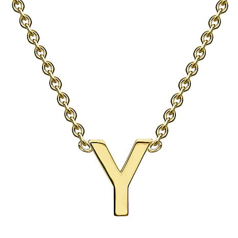 9K Yellow Gold 4.5mm X 4.5mm 'Y' Initial Adjustable Necklace 15 to 17 Inch
