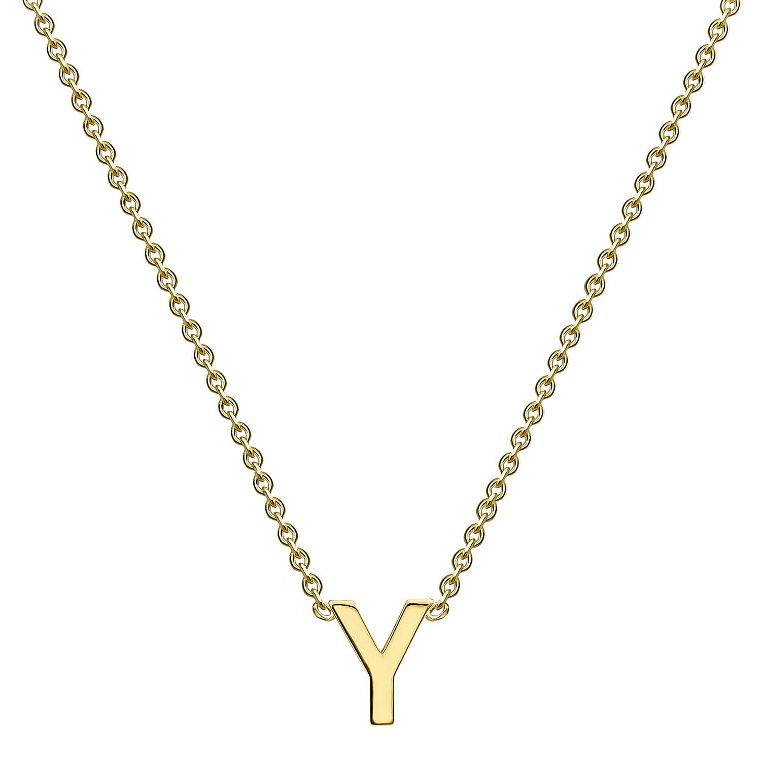 9K Yellow Gold 4.5mm X 4.5mm 'Y' Initial Adjustable Necklace 15 to 17 Inch