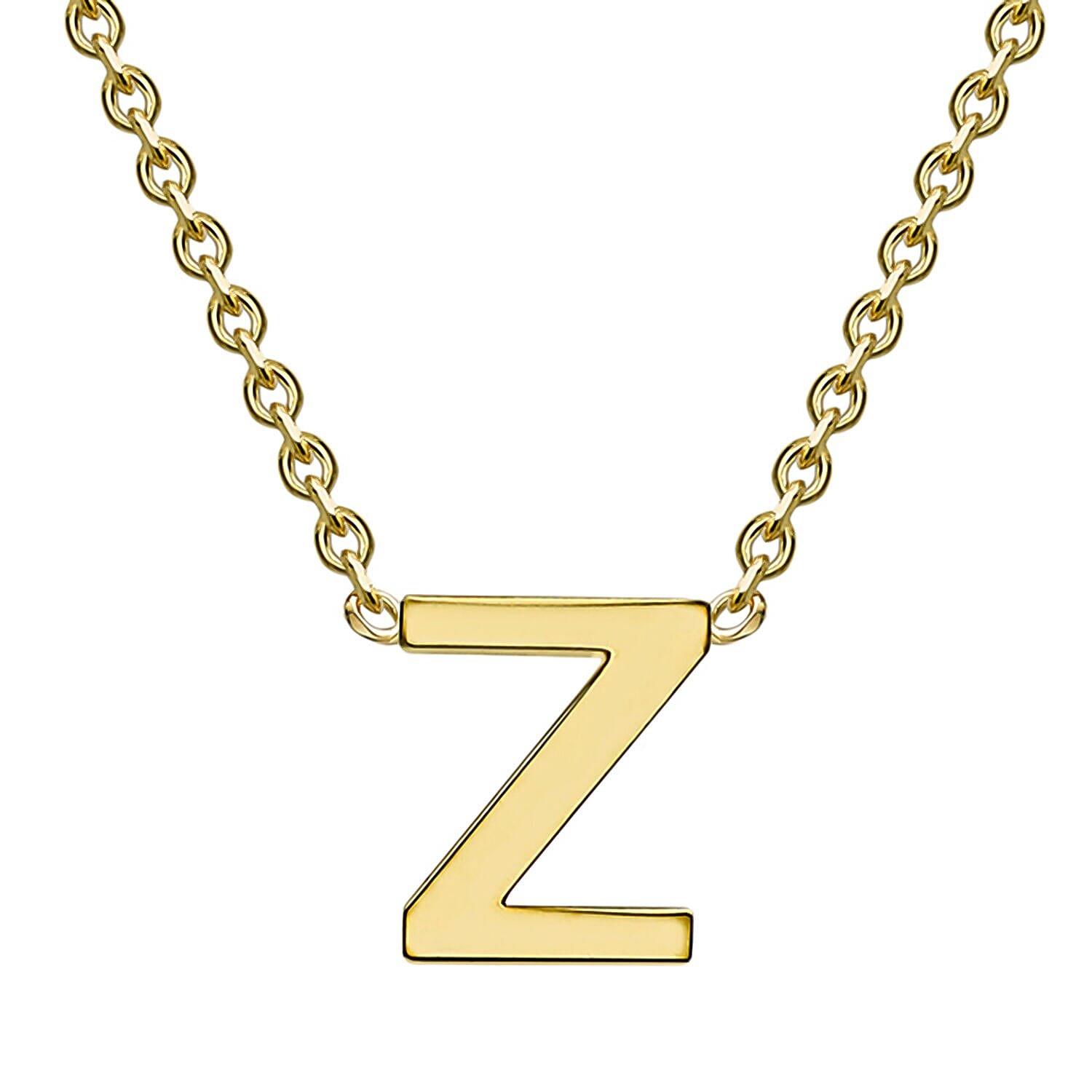 9K Yellow Gold 4mm X 5mm 'Z' Initial Adjustable Necklace 15 to 17 Inch