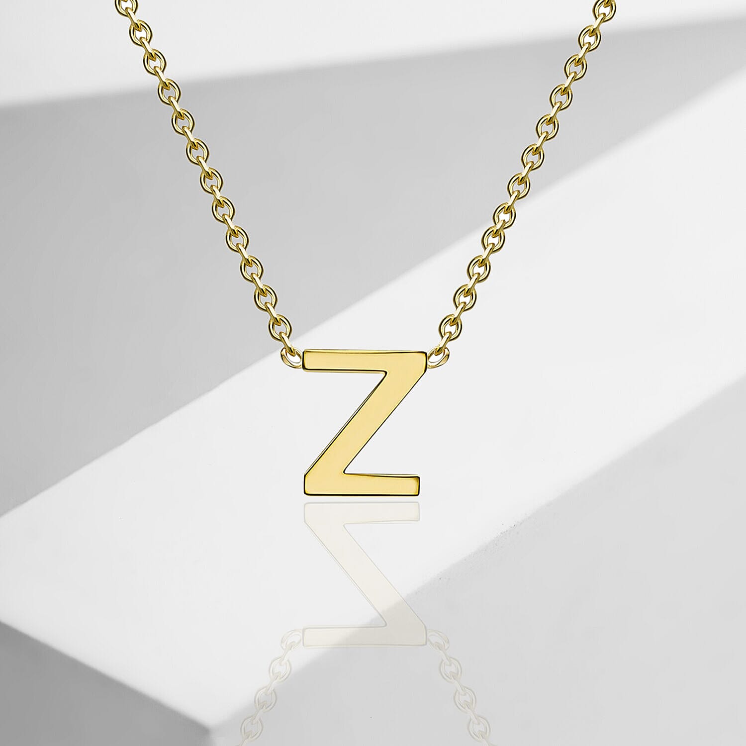 9K Yellow Gold 4mm X 5mm 'Z' Initial Adjustable Necklace 15 to 17 Inch