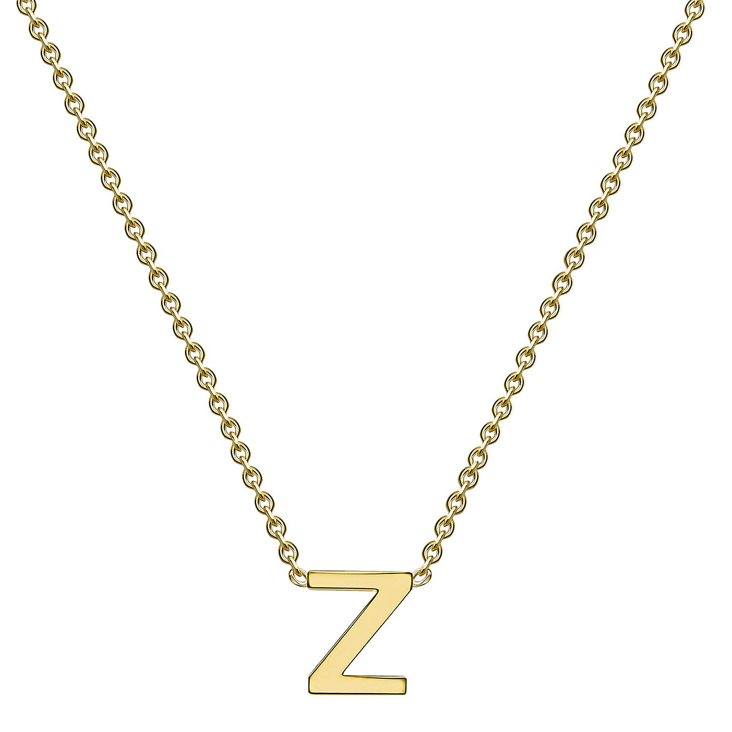 9K Yellow Gold 4mm X 5mm 'Z' Initial Adjustable Necklace 15 to 17 Inch