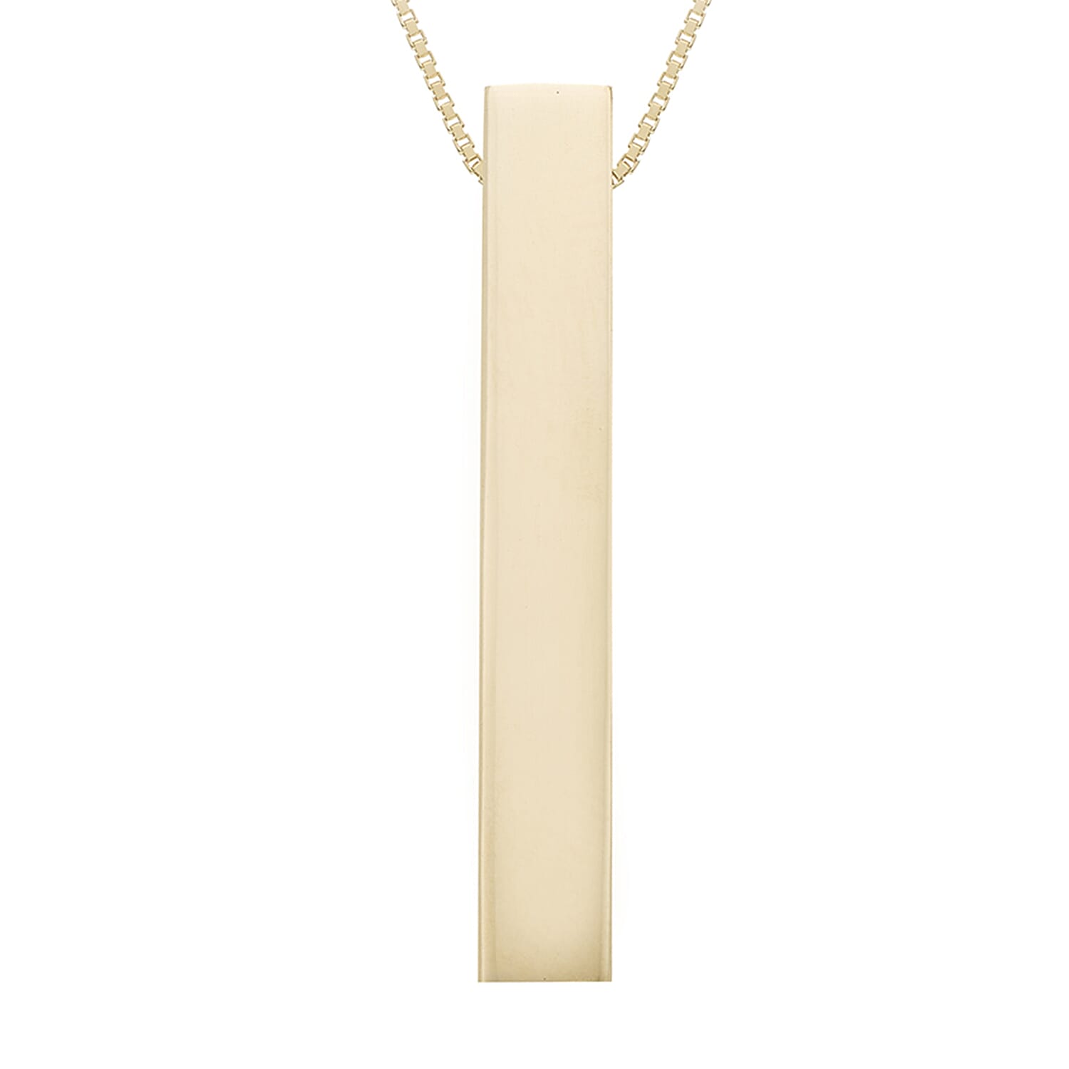 9K Yellow Gold 5mm X 32mm Vertical Rectangular Cuboid Adjustable Necklace 18 to 20 Inch