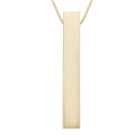 9K Yellow Gold 5mm X 32mm Vertical Rectangular Cuboid Adjustable Necklace 18 to 20 Inch
