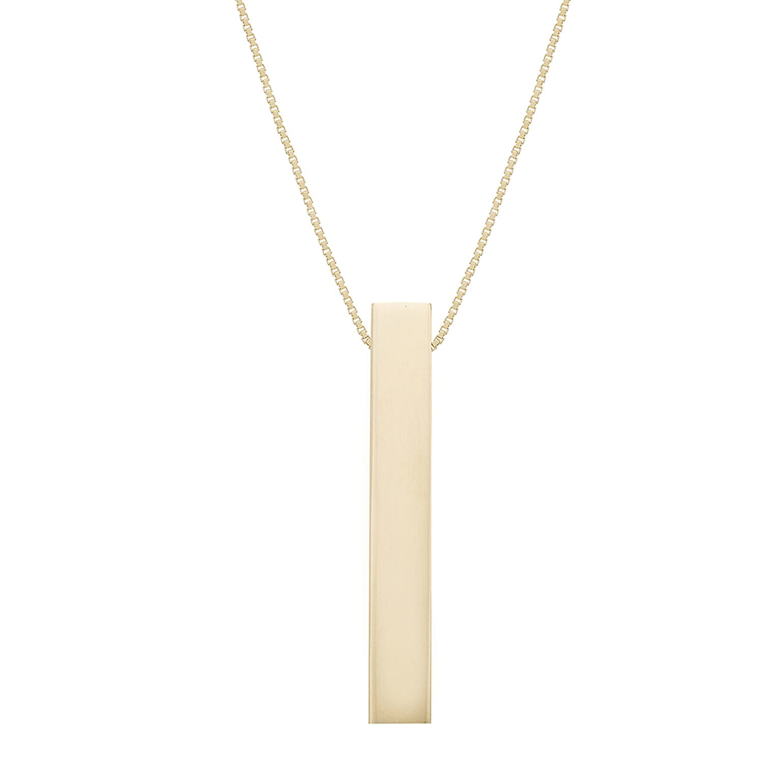 9K Yellow Gold 5mm X 32mm Vertical Rectangular Cuboid Adjustable Necklace 18 to 20 Inch