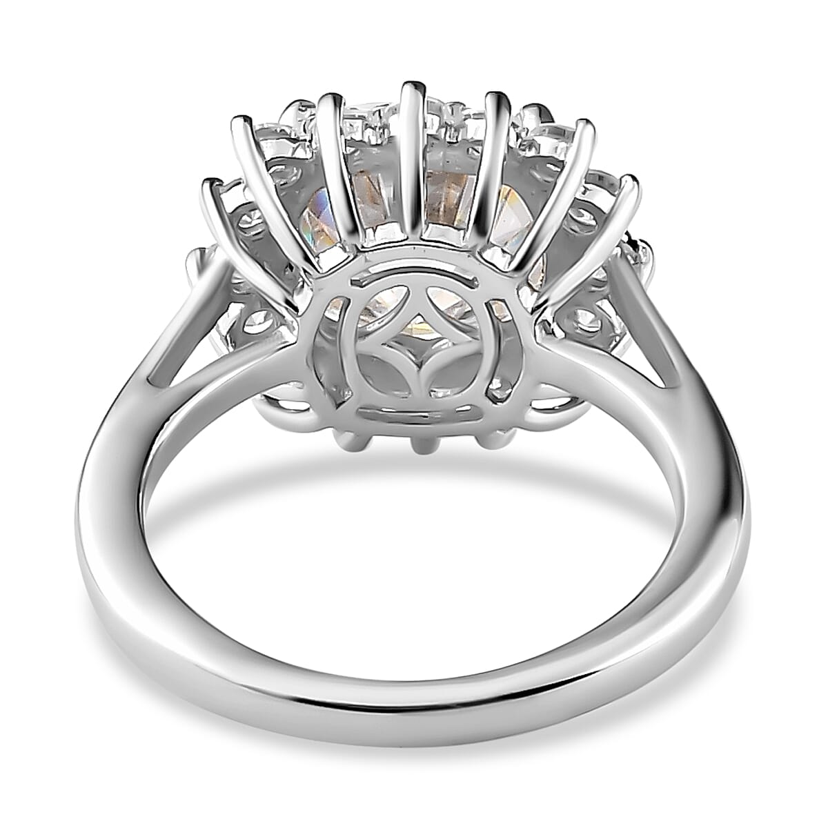 Moissanite Ring in Platinum Overlay Sterling Silver 4.95 Ct.