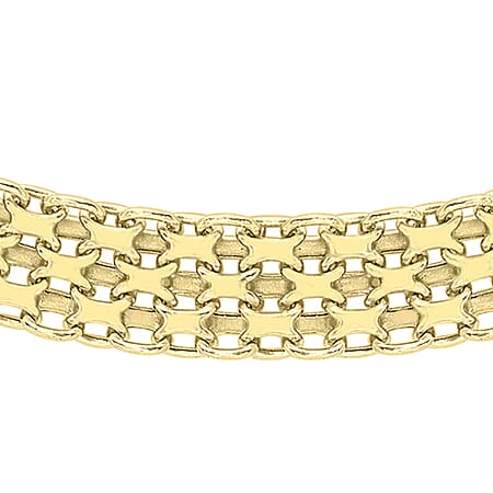 9K Yellow Gold 3.5mm 6mm Graduated Bismark Chain 17 Inch